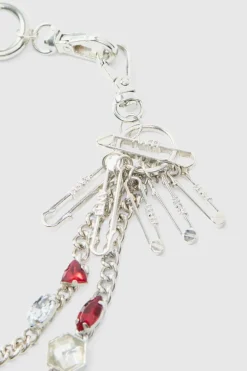 Flash Sale boohooMAN Gem Detail Jeans Chain In silver