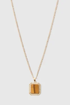Discount boohooMAN Gem Pendant Necklace In gold