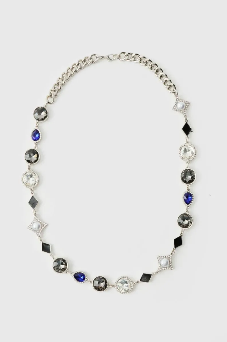 Fashion boohooMAN Gemstone Chain silver
