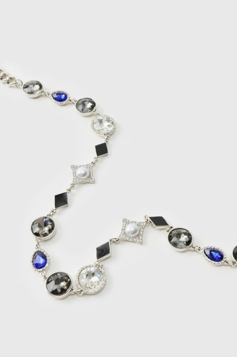 Fashion boohooMAN Gemstone Chain silver