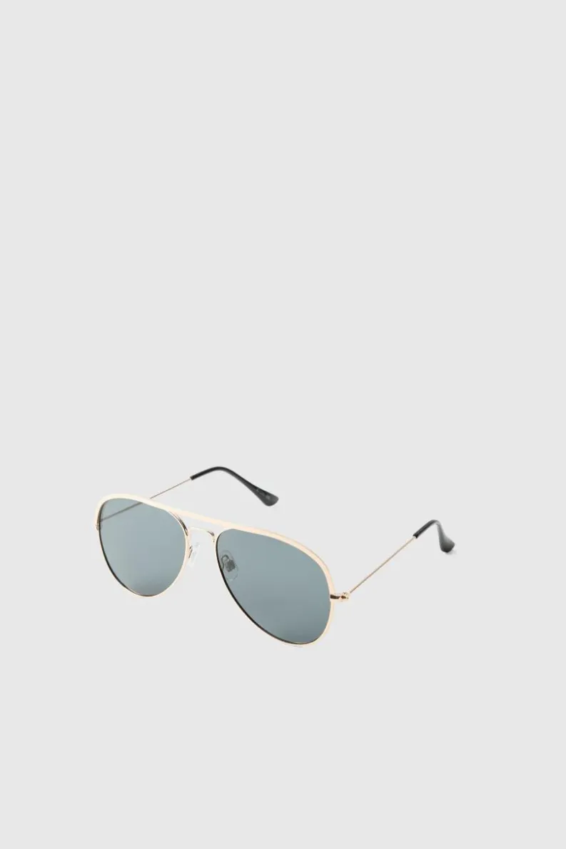 Fashion boohooMAN Metal Navigator Sunglasses gold