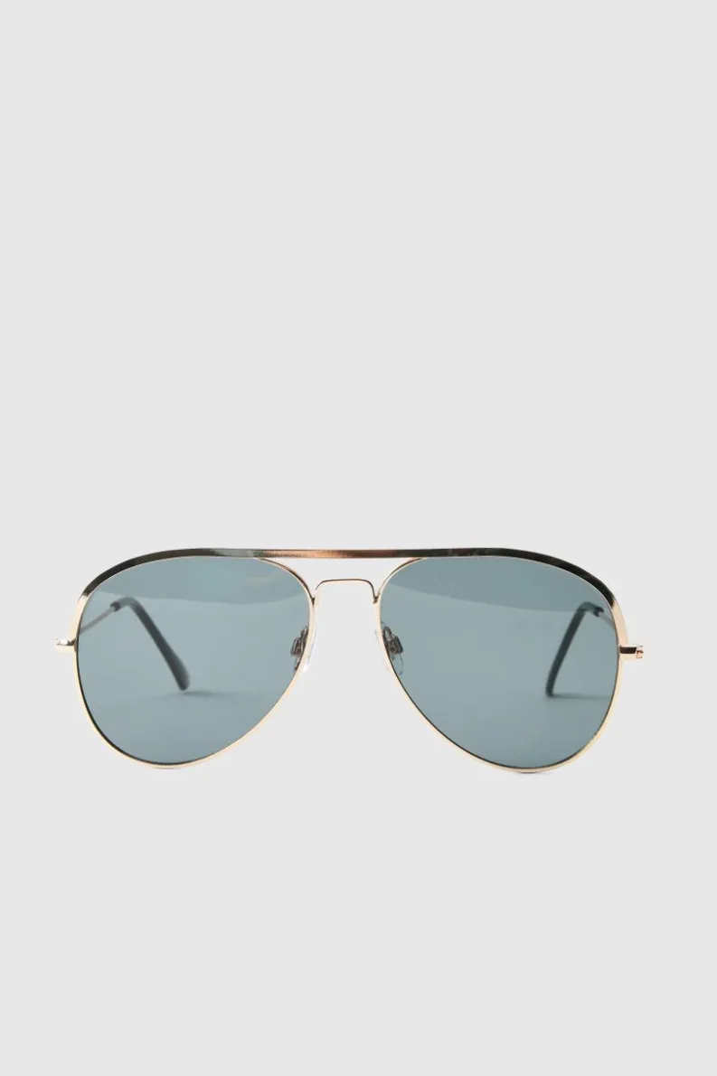 Fashion boohooMAN Metal Navigator Sunglasses gold