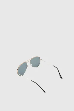 Fashion boohooMAN Metal Navigator Sunglasses gold