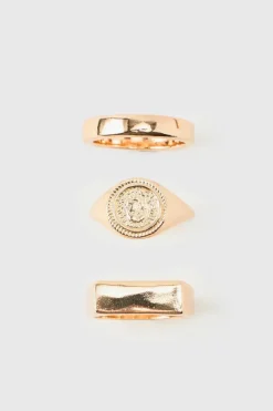 Hot boohooMAN Ring 3 Pack gold