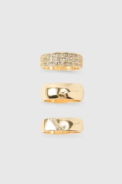 Fashion boohooMAN Ring 3 Pack gold