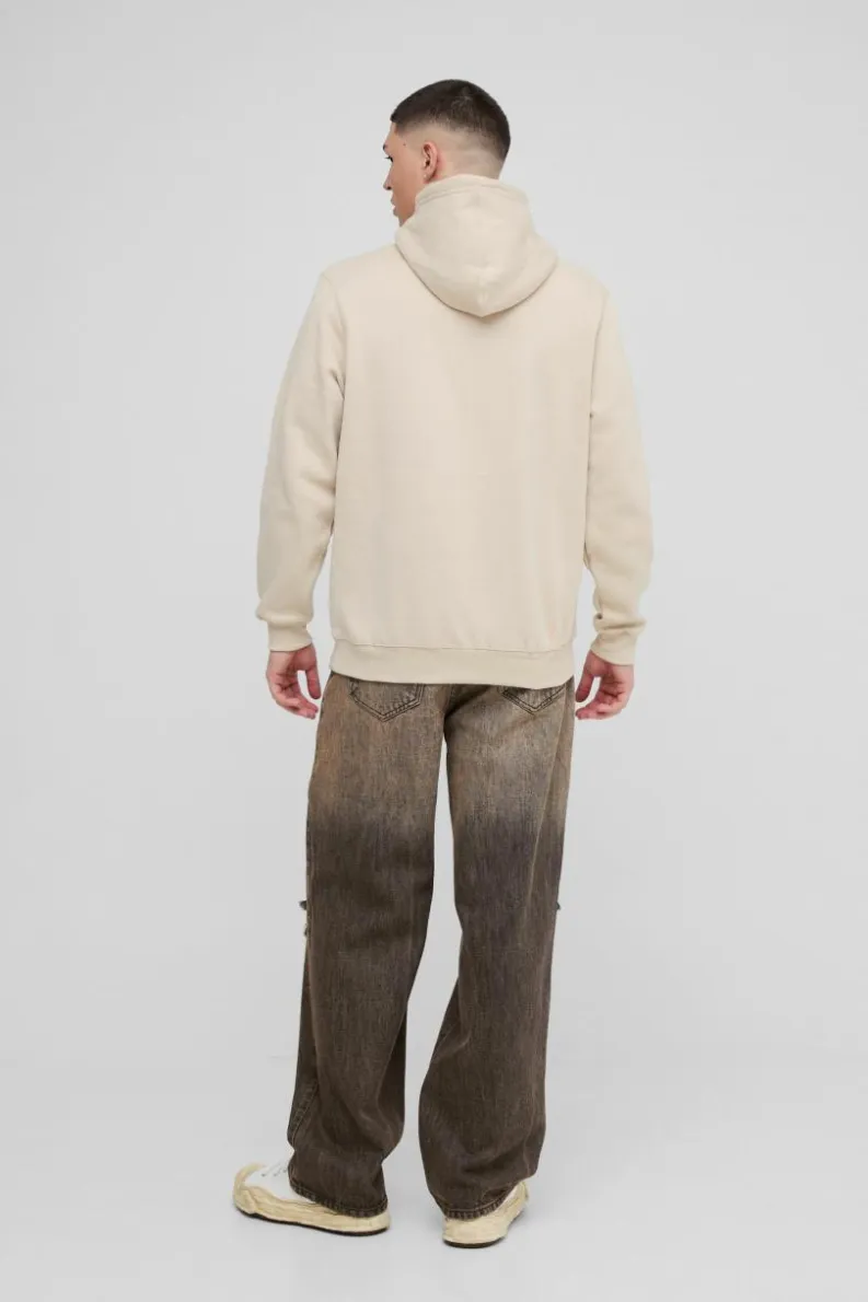 Flash Sale boohooMAN Gothic Cards Graphic Hoodie sand