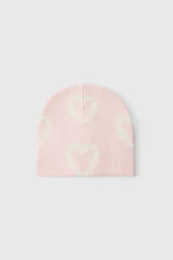 Online boohooMAN Gothic Heart Graphic Beanie pink