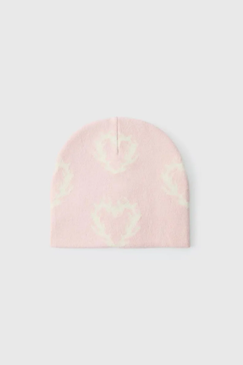 Online boohooMAN Gothic Heart Graphic Beanie pink