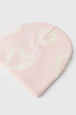 Online boohooMAN Gothic Heart Graphic Beanie pink