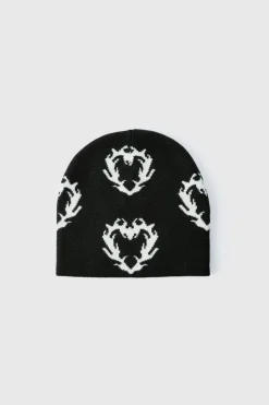 Best boohooMAN Gothic Heart Graphic Beanie black