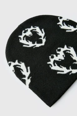 Best boohooMAN Gothic Heart Graphic Beanie black