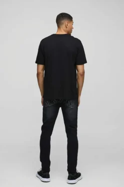 Store boohooMAN Gothic Heart Print T-Shirt black