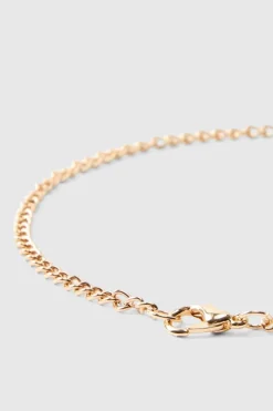 Store boohooMAN Green Gem Pendant Necklace In gold