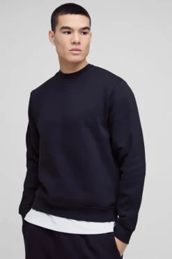 Store boohooMAN 330GSM Basic Crew Neck Sweatshirt black