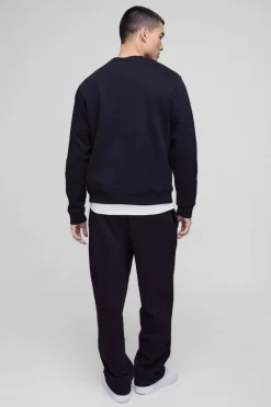 Store boohooMAN 330GSM Basic Crew Neck Sweatshirt black