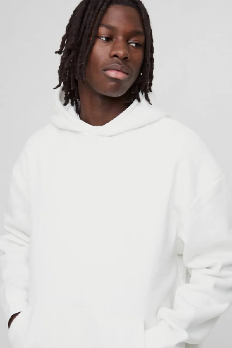 Discount boohooMAN 330GSM Basic Oversized Over The Head Hoodie white