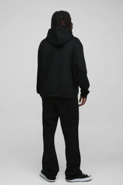 Outlet boohooMAN 330GSM Basic Oversized Over The Head Hoodie black