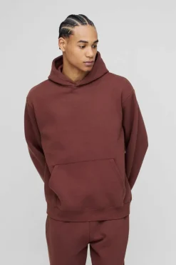 New boohooMAN 330GSM Basic Oversized Over The Head Hoodie chocolate