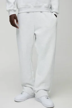 Shop boohooMAN 330GSM Basic Straight Leg Jogger grey marl