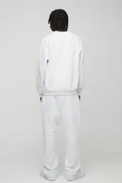 Shop boohooMAN 330GSM Basic Straight Leg Jogger grey marl