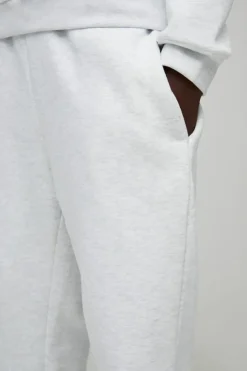 Shop boohooMAN 330GSM Basic Straight Leg Jogger grey marl