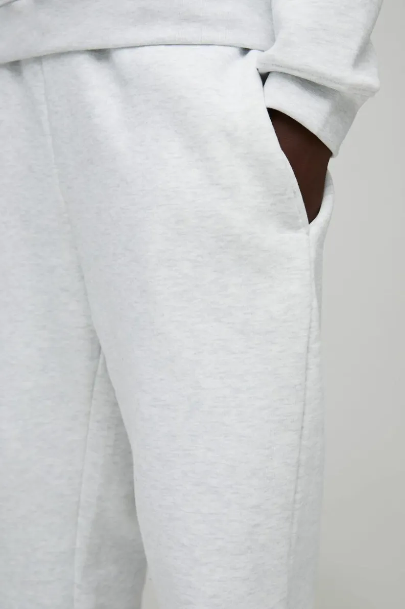 Shop boohooMAN 330GSM Basic Straight Leg Jogger grey marl