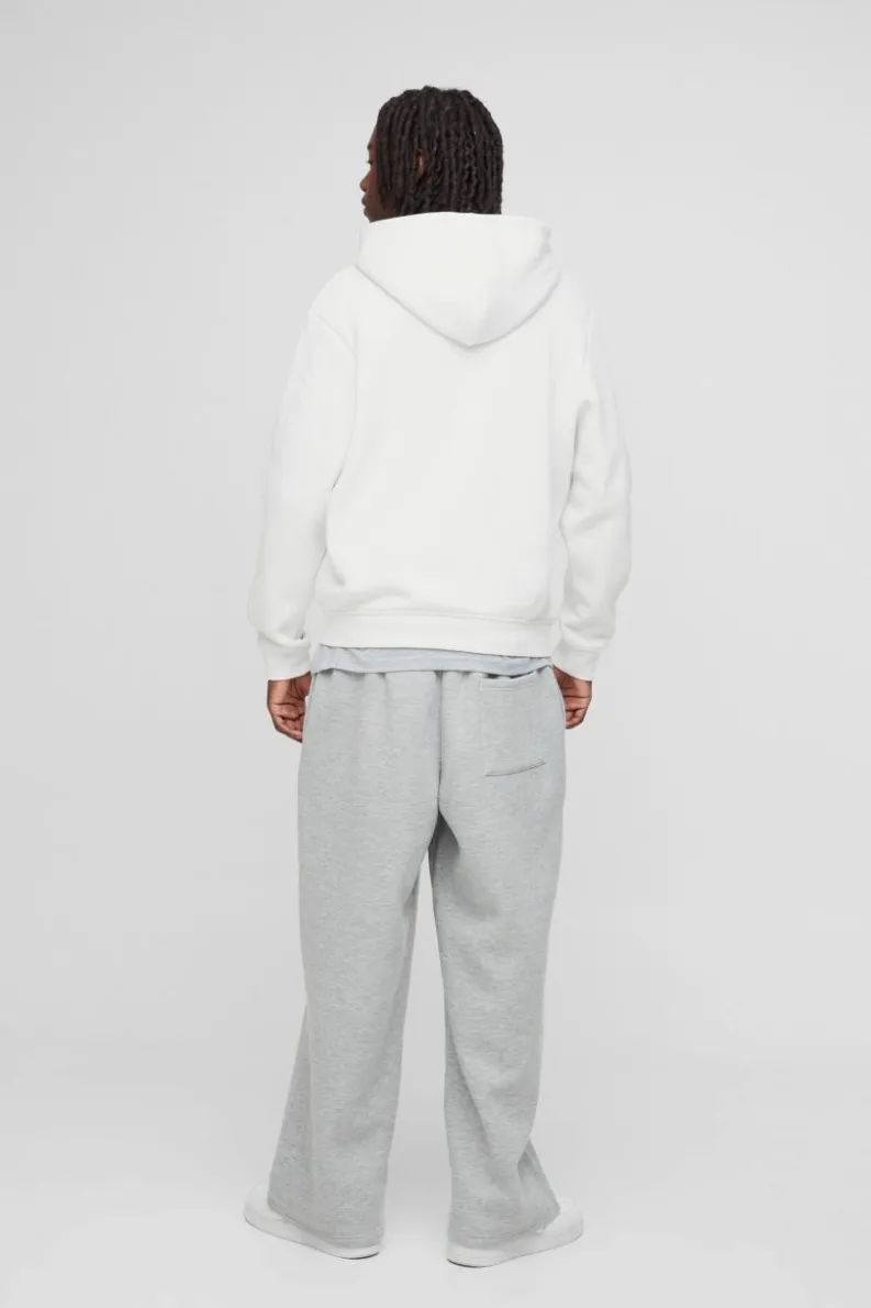 Store boohooMAN 330GSM Basic Zip Through Hoodie white