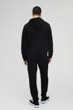 Fashion boohooMAN 330GSM Basic Zip Through Hoodie black
