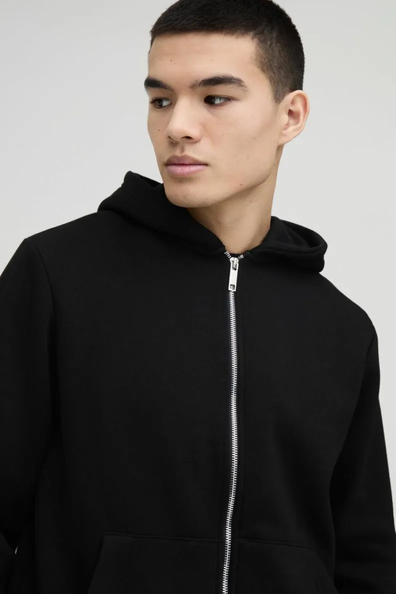 Fashion boohooMAN 330GSM Basic Zip Through Hoodie black