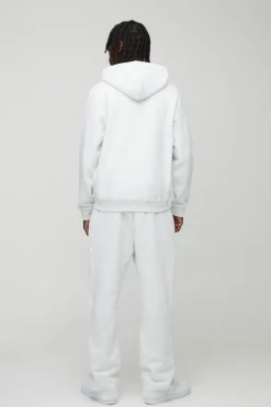 Sale boohooMAN 330GSM Basic Zip Through Hoodie ash grey