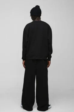 Hot boohooMAN 330GSM Extreme Wide Leg Basic Jogger black