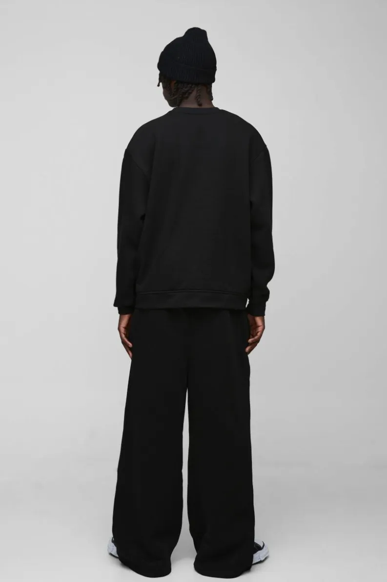 Hot boohooMAN 330GSM Extreme Wide Leg Basic Jogger black