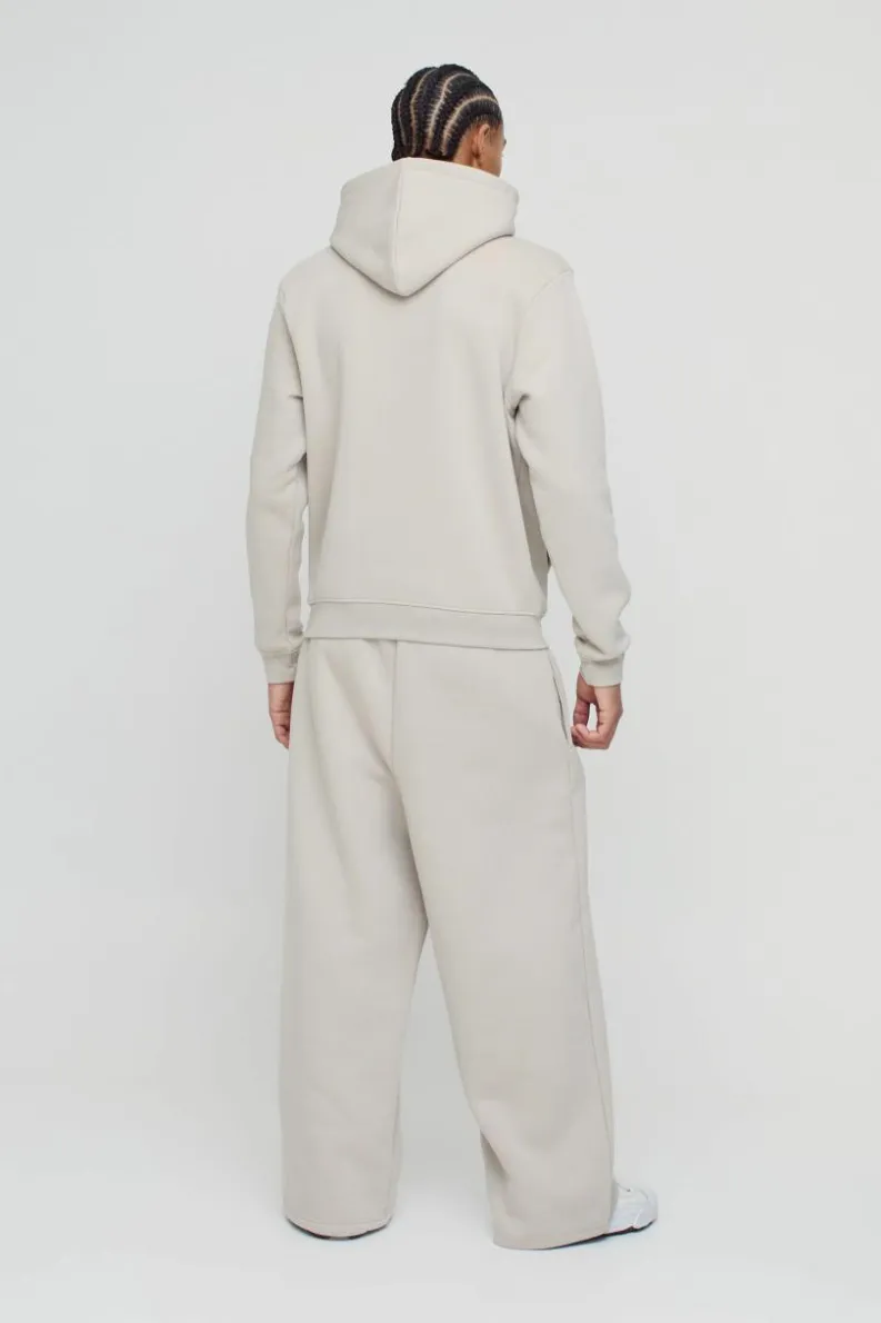 Discount boohooMAN 330GSM Extreme Wide Leg Basic Jogger stone