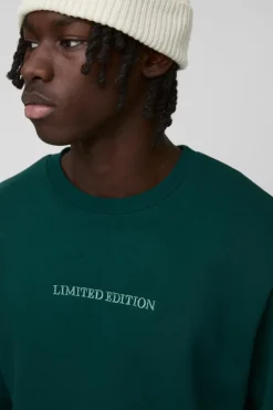 Sale boohooMAN 330GSM Limited Edition Crew Neck Sweatshirt forest