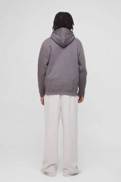 Online boohooMAN 330GSM Man Signature Over The Head Hoodie charcoal