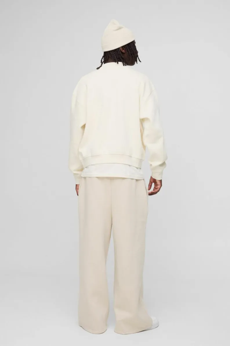 Best Sale boohooMAN 330GSM Oversized Basic Boxy Extended Neck Sweatshirt ecru