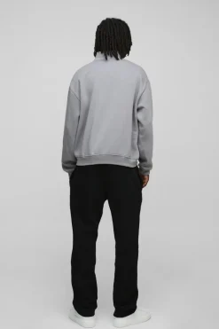 Hot boohooMAN 330GSM Oversized Basic Boxy Funnel Neck Sweatshirt grey