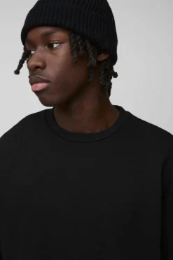 Best Sale boohooMAN 330GSM Oversized Basic Crew Neck Sweatshirt black