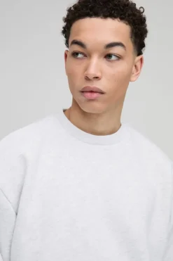 Best boohooMAN 330GSM Oversized Basic Crew Neck Sweatshirt grey marl