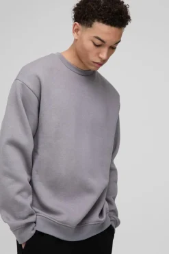 Cheap boohooMAN 330GSM Oversized Basic Crew Neck Sweatshirt grey