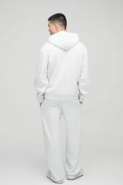 Best Sale boohooMAN 330GSM Oversized BM Signature Zip Through Hoodie grey marl