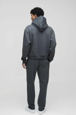 Flash Sale boohooMAN 330GSM Oversized Boxy High Build Print Limited Hoodie charcoal