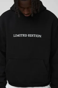 Fashion boohooMAN 330GSM Oversized Boxy Limited Edition Hoodie black