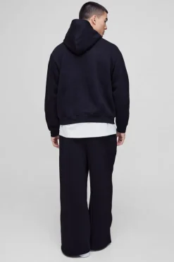 Flash Sale boohooMAN 330GSM Oversized Boxy M Flocked Hoodie black