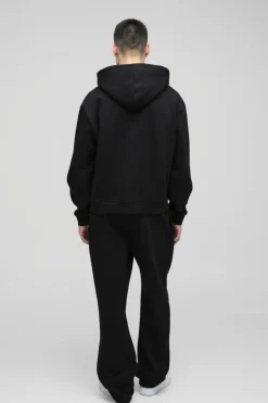 Flash Sale boohooMAN 330GSM Oversized Boxy Zip Through Hoodie black