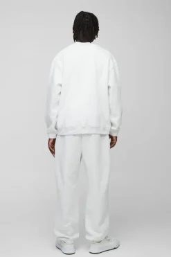 Store boohooMAN 330GSM Oversized Extended Neck Sweatshirt ash grey