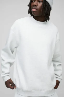 Hot boohooMAN 330GSM Oversized Sweatshirt grey marl