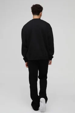 Discount boohooMAN 330GSM Oversized Sweatshirt black