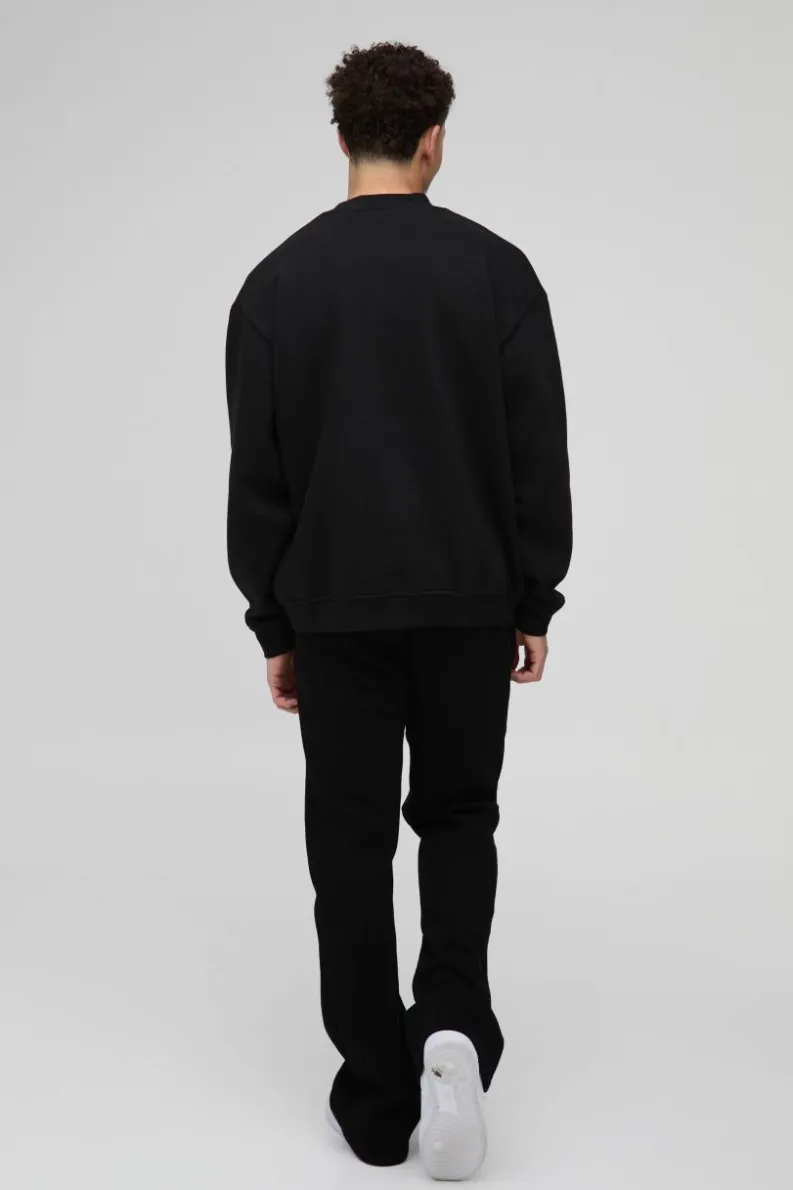 Discount boohooMAN 330GSM Oversized Sweatshirt black