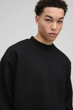 Discount boohooMAN 330GSM Oversized Sweatshirt black